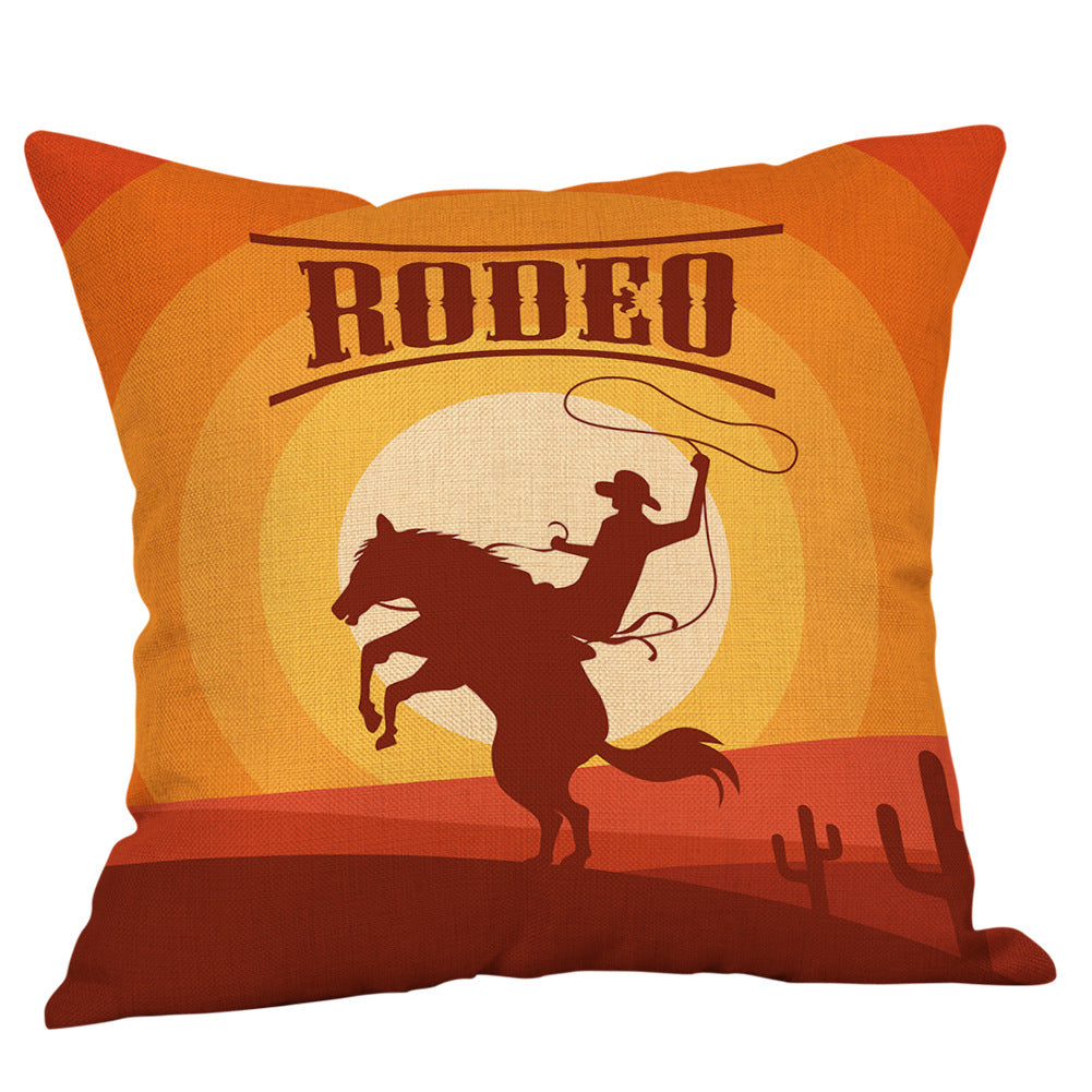 Country western cowboy style linen pillowcase