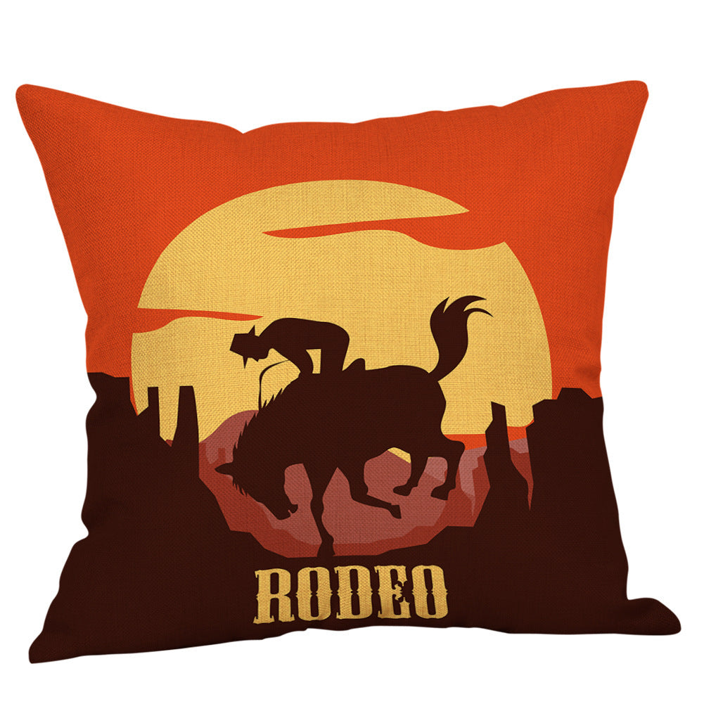 Country western cowboy style linen pillowcase