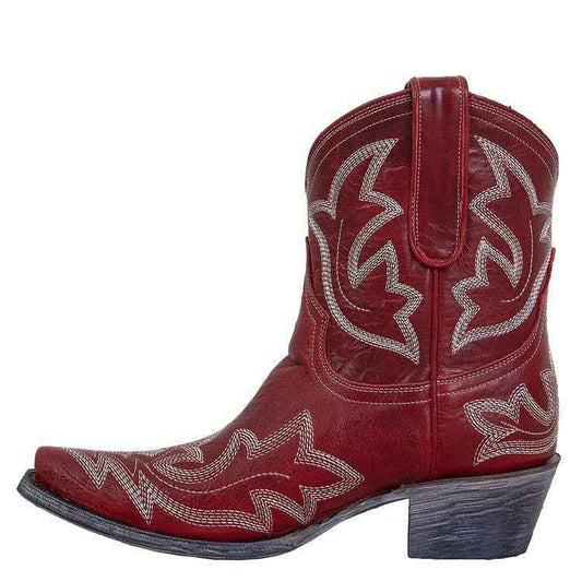 Ladies Faux Leather Cowboy Ankle Boots