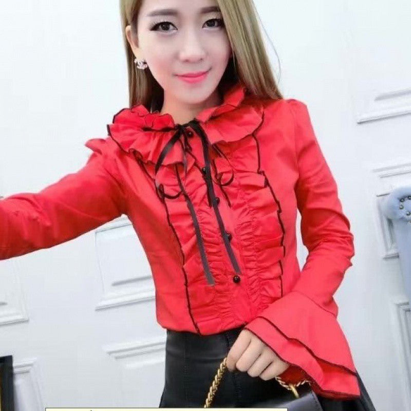 Ladies Spring New Style Western-style Ruffled Shirt