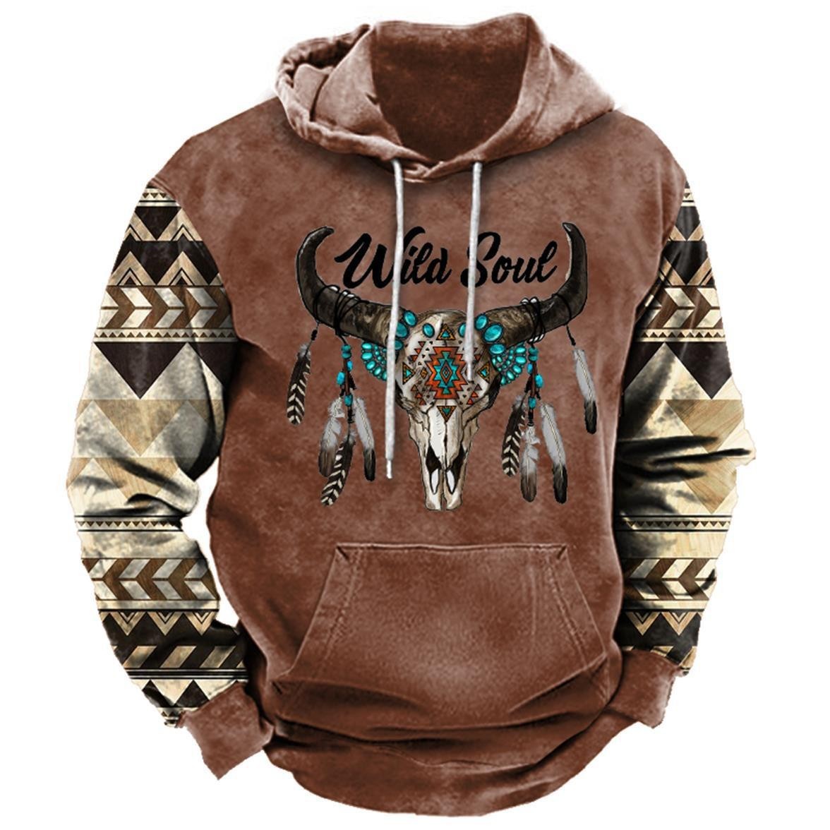 Western Style Printed Street Sports Fashion Trend Hoodie