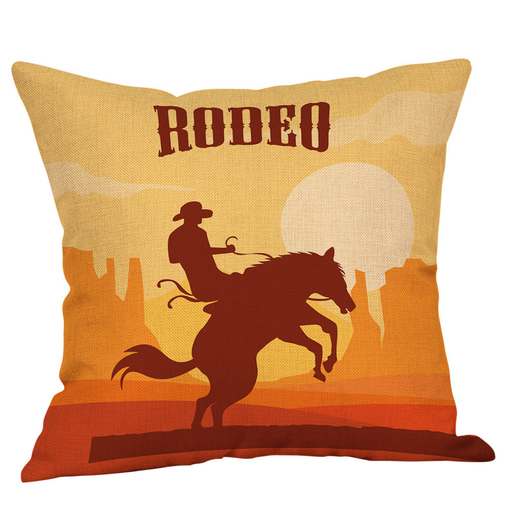 Country western cowboy style linen pillowcase