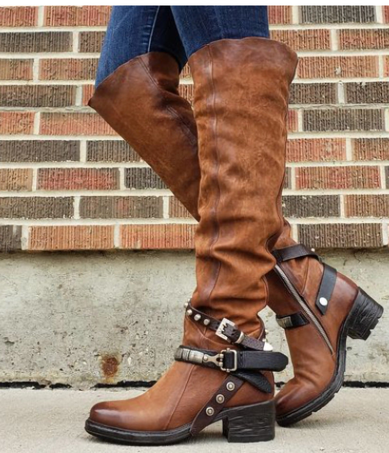 Ladies New belt buckle boots