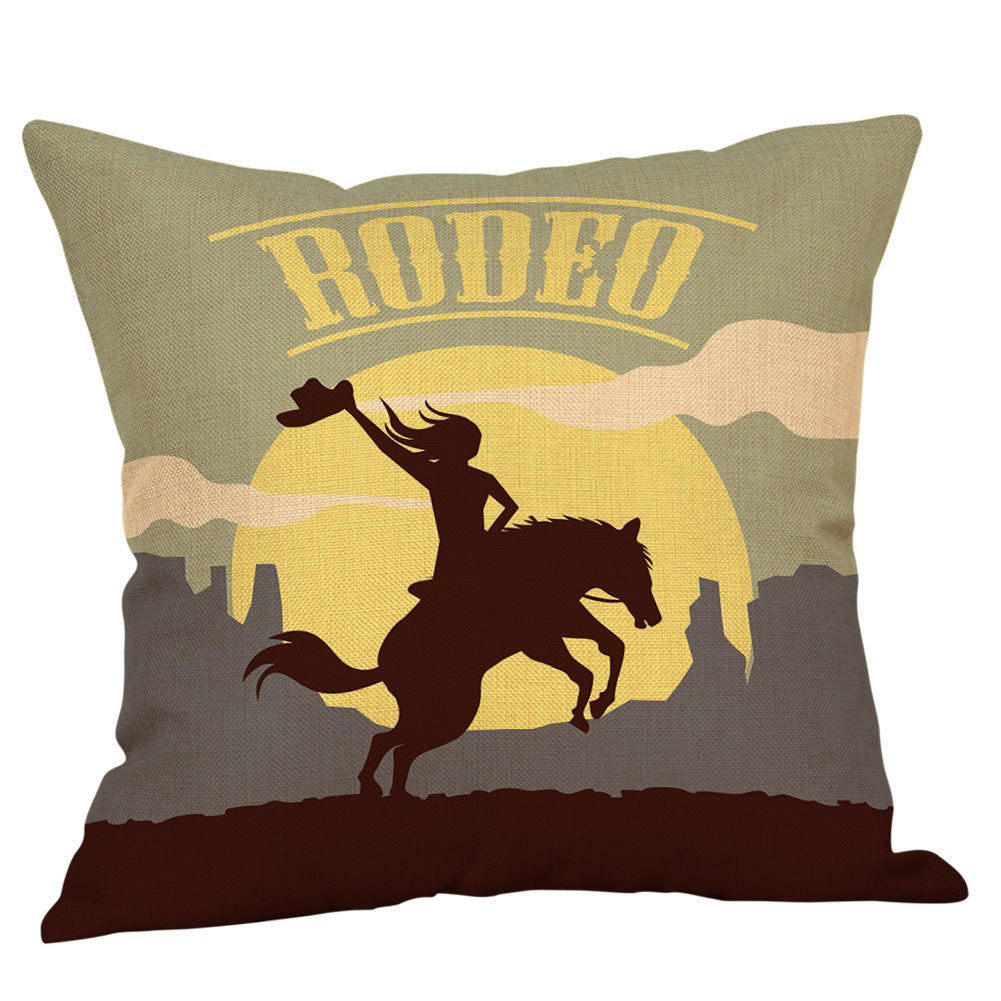 Country western cowboy style linen pillowcase