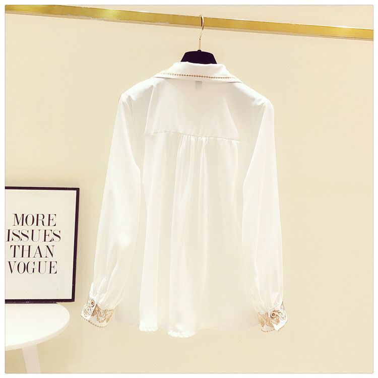 Ladies Western Embroidery Chiffon Long-sleeved Shirt