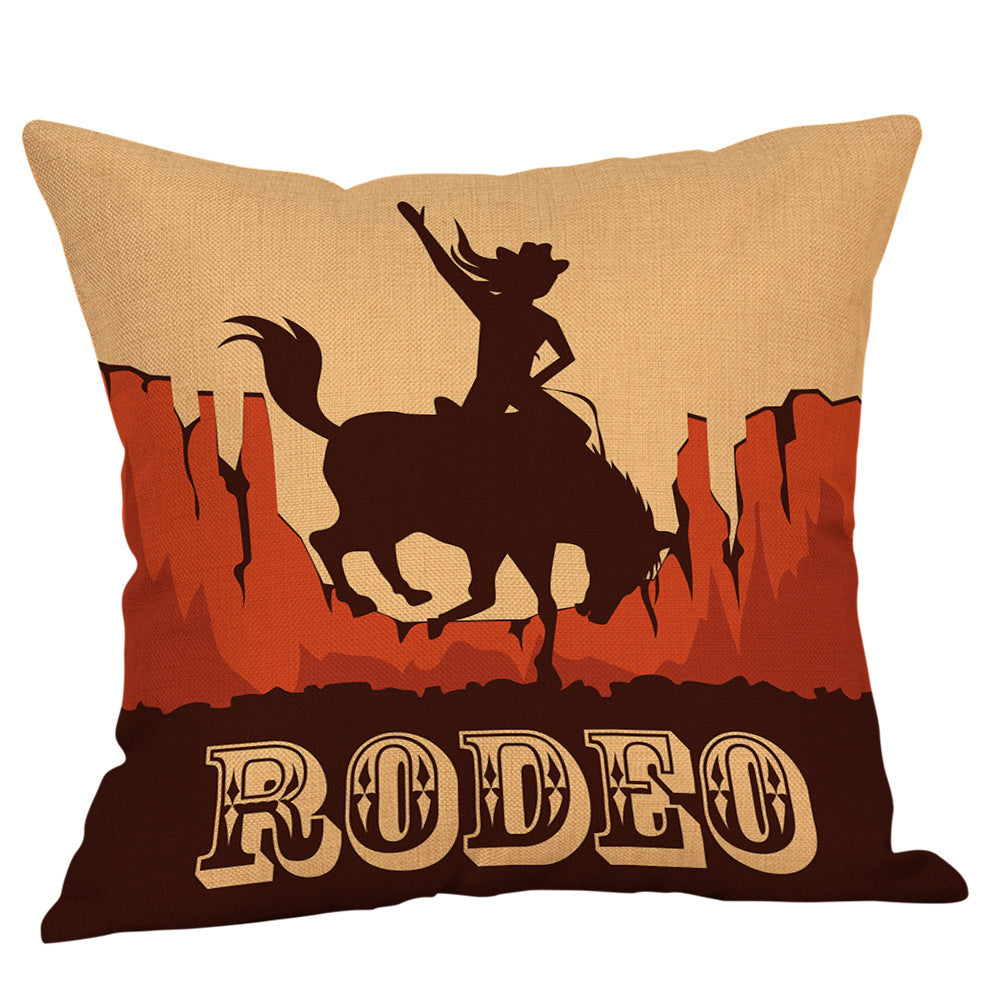 Country western cowboy style linen pillowcase