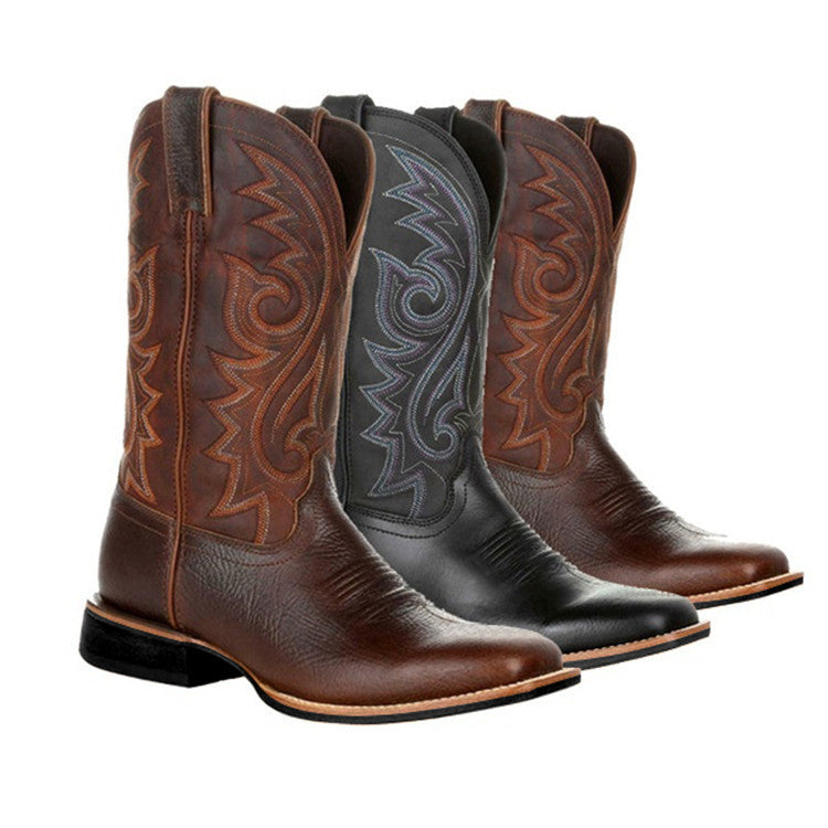 Men's Big Wide Head Western Cowboy Boots