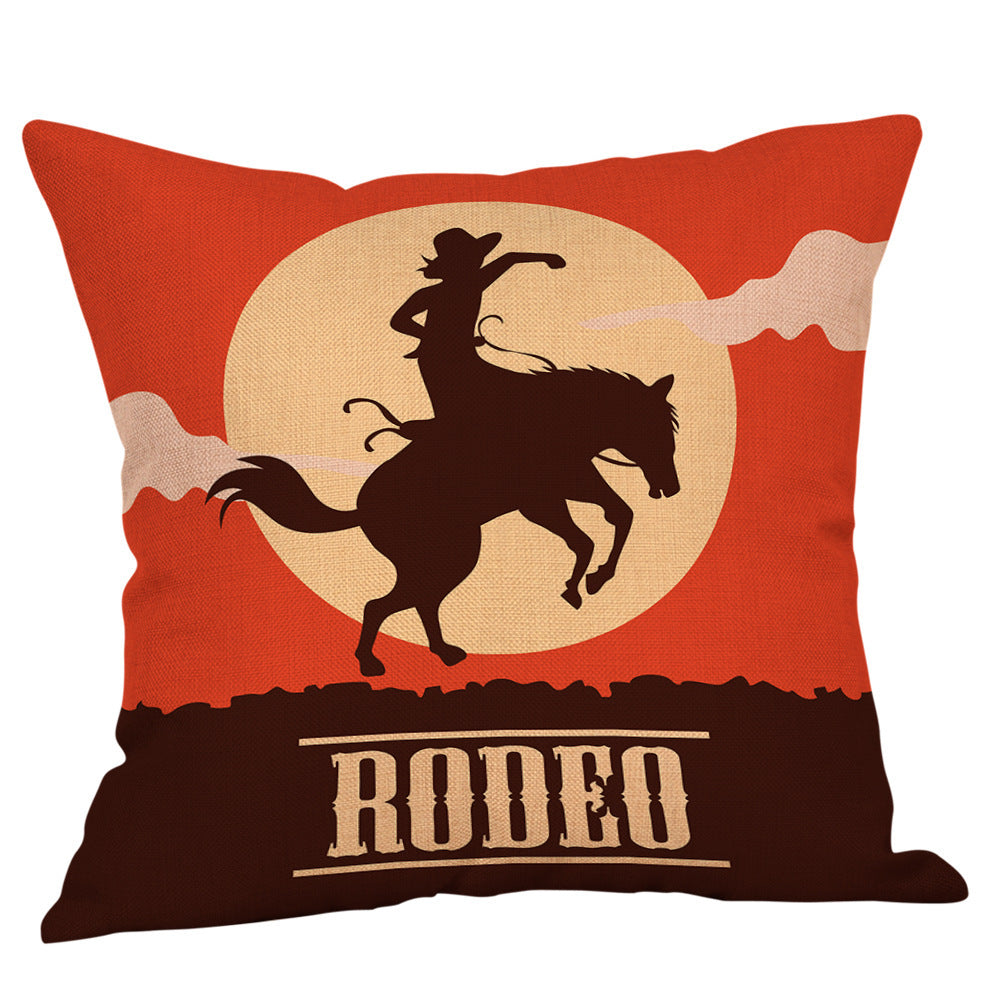 Country western cowboy style linen pillowcase