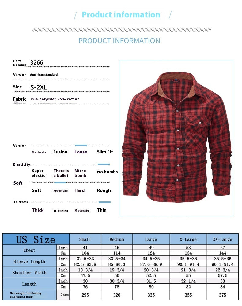 Flannel Retro Western Style Long Sleeve Shirt