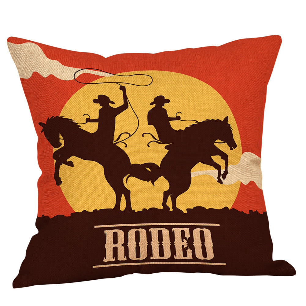 Country western cowboy style linen pillowcase