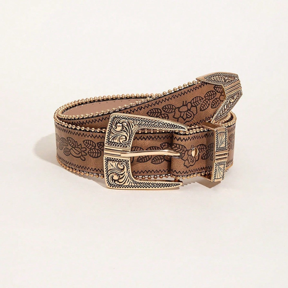 Ladies Retro Pattern PU Belt Western Style