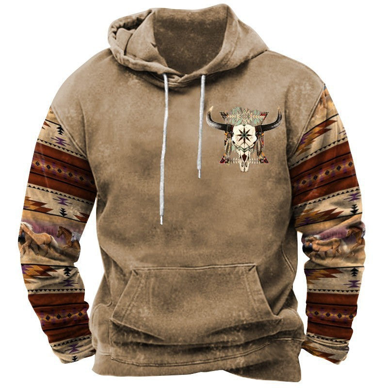 Western Style Printed Street Sports Fashion Trend Hoodie