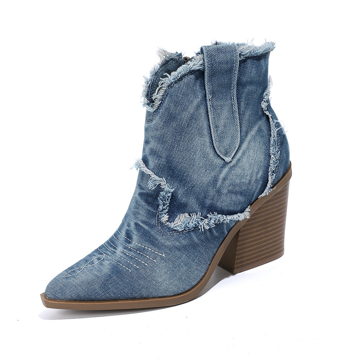 Ladies Trendy Pointed-toe Western Cowboy Boot Comfortable Ankle Boots